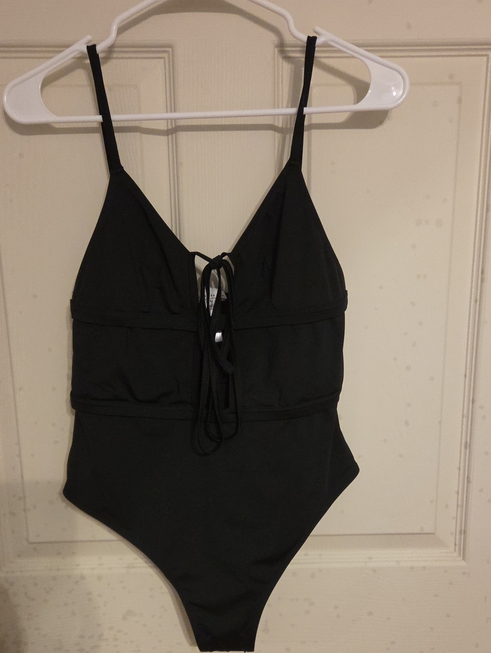 Fleur du Mal Black One-Piece Swimsuit with Lace-Up Front